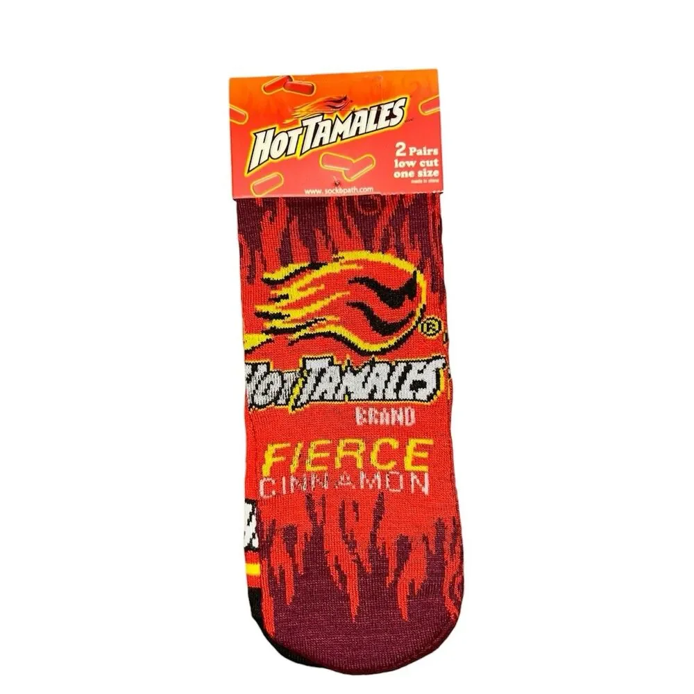 4x Hot Tamales Novelty Fun Crew Socks One Size 3-2Pair Low Cut and 1-1Pair Crew